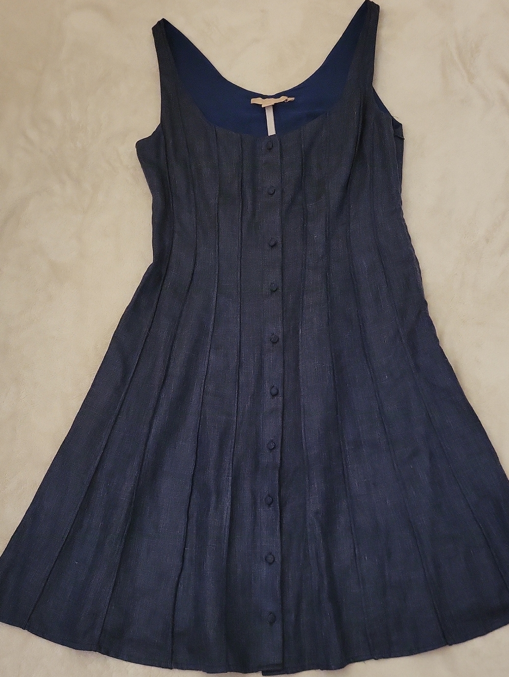 Women’s Navy Sleeveless Button-Front Midi Dress